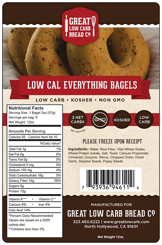 LCF 131 WO18723 Low Cal Everything Bagels 12oz