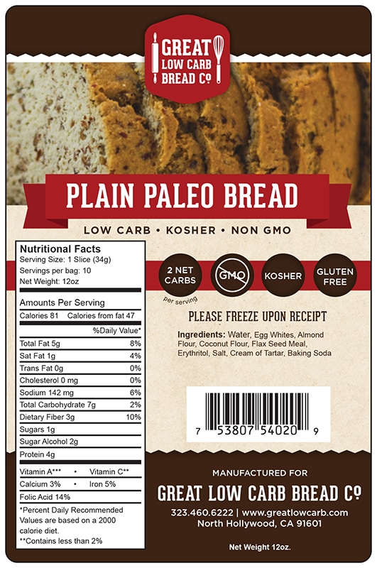 LCF 153 WO18930 Plain Paleo Bread 12oz
