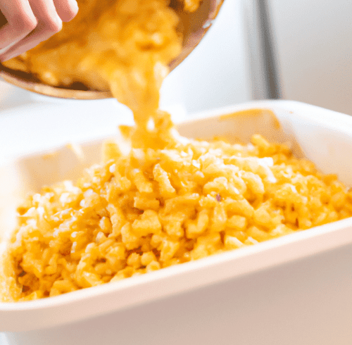 mac and cheese pour in a bowl